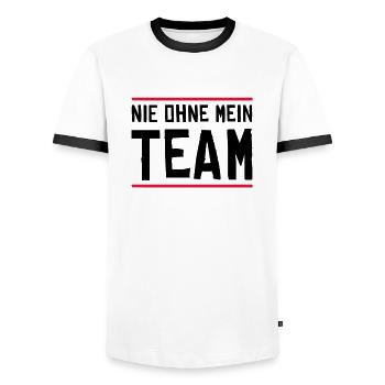 nie ohne mein team - Männer Kontrast-T-Shirt - Weiß/Schwarz - Vorne - AI Model Female 172 light (172cm) & AI Model Male 178 dark (178cm)