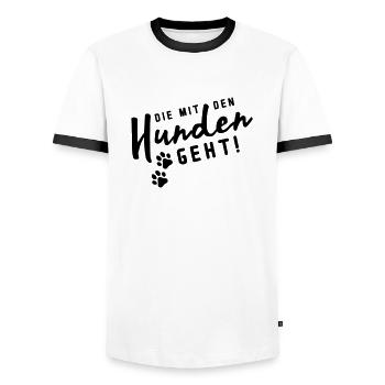 die mit den hunden geht - Männer Kontrast-T-Shirt - Weiß/Schwarz - Vorne - AI Model Female 172 light (172cm) & AI Model Male 178 dark (178cm)