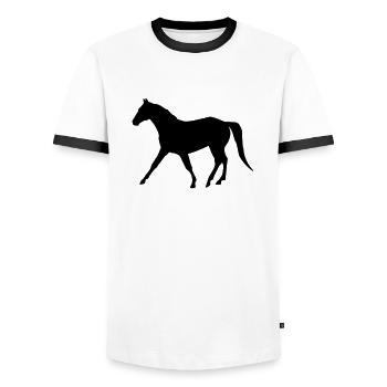 pferd - Men's Ringer Shirt - white/black - Front - AI Model Female 172 light (172cm) & AI Model Male 178 dark (178cm)
