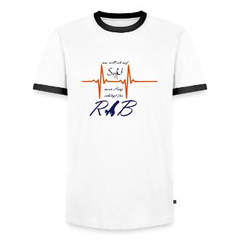 Insel RAB - Männer Kontrast-T-Shirt - Weiß/Schwarz - Vorne - AI Model Female 172 light (172cm) & AI Model Male 178 dark (178cm)