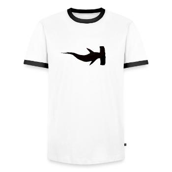 Silhouette avec un grand requin marteau - T-shirt contrasté Homme - blanc/noir - Devant - AI Model Female 172 light (172cm) & AI Model Male 178 dark (178cm)