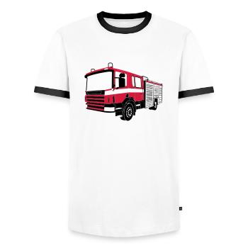 Camion de pompier - T-shirt contrasté Homme - blanc/noir - Devant - AI Model Female 172 light (172cm) & AI Model Male 178 dark (178cm)