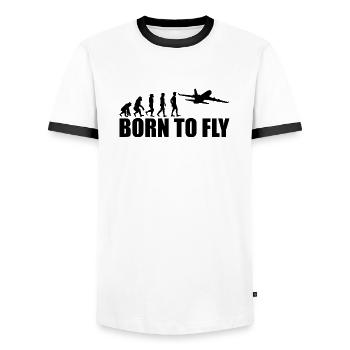 Born to fly Geschenk Pilot Flugzeug Copilot - Männer Kontrast-T-Shirt - Weiß/Schwarz - Vorne - AI Model Female 172 light (172cm) & AI Model Male 178 dark (178cm)