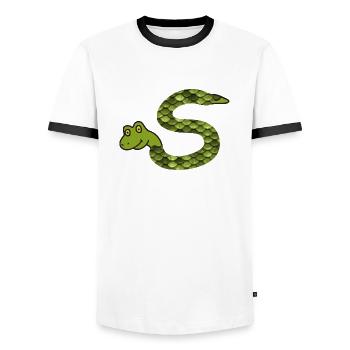 snake s - Men's Ringer Shirt - white/black - Front - AI Model Female 172 light (172cm) & AI Model Male 178 dark (178cm)
