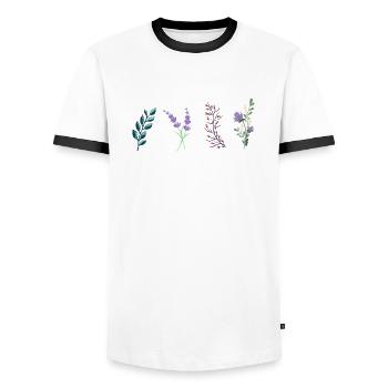 spring flowers gift idea - Men's Ringer Shirt - white/black - Front - AI Model Female 172 light (172cm) & AI Model Male 178 dark (178cm)