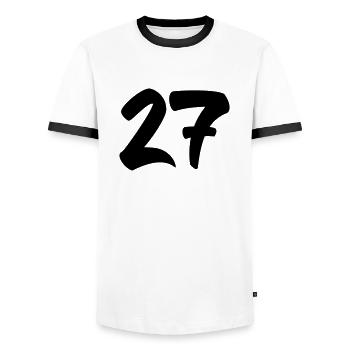 27 - T-shirt contrasté Homme - blanc/noir - Devant - AI Model Female 172 light (172cm) & AI Model Male 178 dark (178cm)