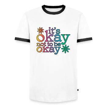 Es ist okay, nicht okay zu sein! - Männer Kontrast-T-Shirt - Weiß/Schwarz - Vorne - AI Model Female 172 light (172cm) & AI Model Male 178 dark (178cm)