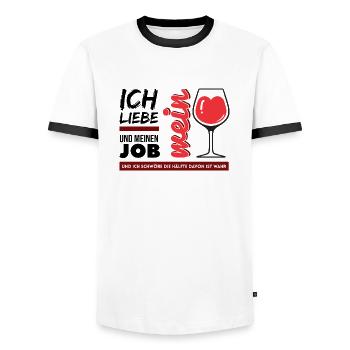wein arbeit kann spuren enthalten kollegen lehre - Männer Kontrast-T-Shirt - Weiß/Schwarz - Vorne - AI Model Female 172 light (172cm) & AI Model Male 178 dark (178cm)