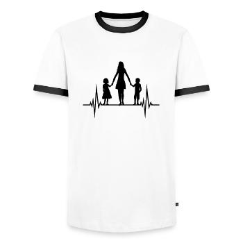 Frequenz Mama Kinder - Männer Kontrast-T-Shirt - Weiß/Schwarz - Vorne - AI Model Female 172 light (172cm) & AI Model Male 178 dark (178cm)