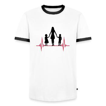 Herzschlag Mama Kinder - Männer Kontrast-T-Shirt - Weiß/Schwarz - Vorne - AI Model Female 172 light (172cm) & AI Model Male 178 dark (178cm)