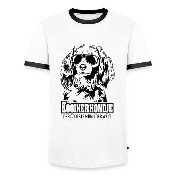 KOOIKERHONDJE chien le plus cool chien disant Wilsigns - T-shirt contrasté Homme - blanc/noir - Devant - AI Model Female 172 light (172cm) & AI Model Male 178 dark (178cm)