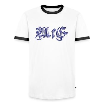 Mit freundlichen Grüßen - Männer Kontrast-T-Shirt - Weiß/Schwarz - Vorne - AI Model Female 172 light (172cm) & AI Model Male 178 dark (178cm)