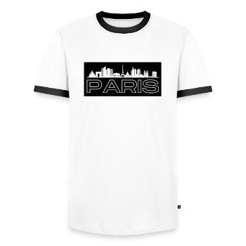 Paris - avec skyline - T-shirt contrasté Homme - blanc/noir - Devant - AI Model Female 172 light (172cm) & AI Model Male 178 dark (178cm)