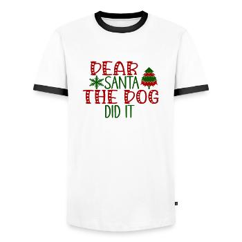 Dear Santa The Dog Did It - Men's Ringer Shirt - white/black - Front - AI Model Female 172 light (172cm) & AI Model Male 178 dark (178cm)