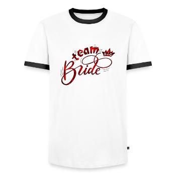 Bride bride wedding stag party bridesmaid party stag party - Men's Ringer Shirt - white/black - Front - AI Model Female 172 light (172cm) & AI Model Male 178 dark (178cm)