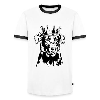 BEAUCERON Crown Dogs Dog Wilsigns - Men's Ringer Shirt - white/black - Front - AI Model Female 172 light (172cm) & AI Model Male 178 dark (178cm)