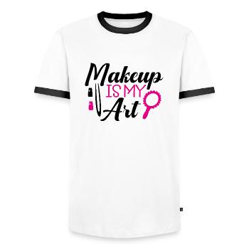 Makeup Is My Art - Männer Kontrast-T-Shirt - Weiß/Schwarz - Vorne - AI Model Female 172 light (172cm) & AI Model Male 178 dark (178cm)