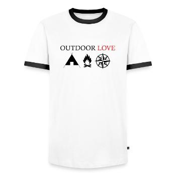 Adventure Travel Hiking Mountain - Männer Kontrast-T-Shirt - Weiß/Schwarz - Vorne - AI Model Female 172 light (172cm) & AI Model Male 178 dark (178cm)