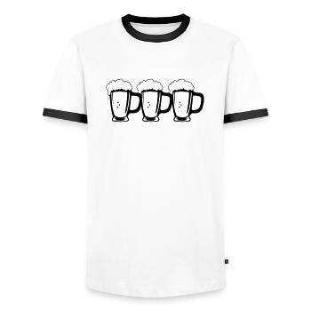 Beer glasses - Men's Ringer Shirt - white/black - Front - AI Model Female 172 light (172cm) & AI Model Male 178 dark (178cm)