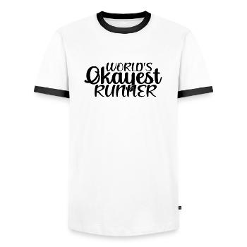 Le coureur le plus correct du monde - T-shirt contrasté Homme - blanc/noir - Devant - AI Model Female 172 light (172cm) & AI Model Male 178 dark (178cm)