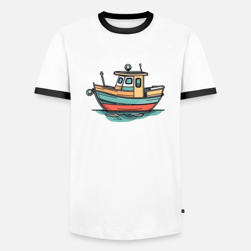 Boot - Männer Kontrast-T-Shirt - Weiß/Schwarz