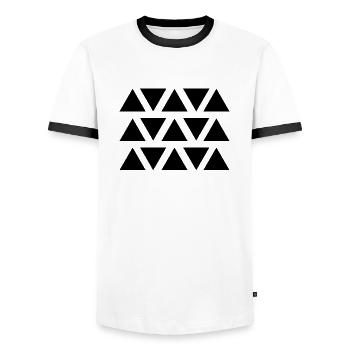 Forme géométrique triangle - T-shirt contrasté Homme - blanc/noir - Devant - AI Model Female 172 light (172cm) & AI Model Male 178 dark (178cm)