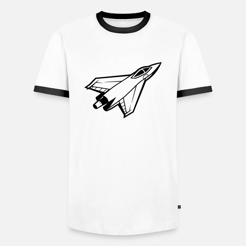 Kampfjet - Männer Kontrast-T-Shirt - Weiß/Schwarz