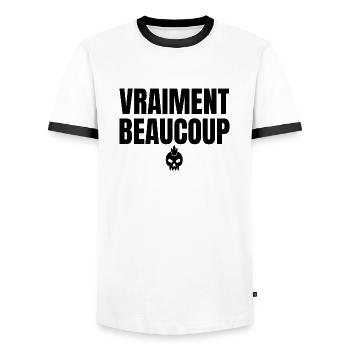 vraiment beaucoup - T-shirt contrasté Homme - blanc/noir - Devant - AI Model Female 172 light (172cm) & AI Model Male 178 dark (178cm)