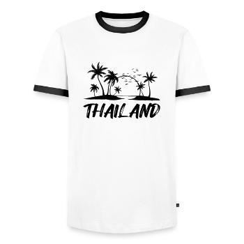 Thaïlande - T-shirt contrasté Homme - blanc/noir - Devant - AI Model Female 172 light (172cm) & AI Model Male 178 dark (178cm)