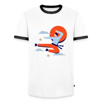 chinese, asian, china, japanese, japan, cute - Männer Kontrast-T-Shirt - Weiß/Schwarz - Vorne - AI Model Female 172 light (172cm) & AI Model Male 178 dark (178cm)