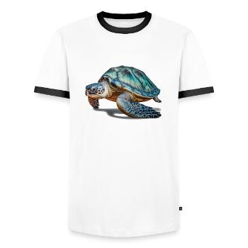 Sea turtles are majestic animals - Men's Ringer Shirt - white/black - Front - AI Model Female 172 light (172cm) & AI Model Male 178 dark (178cm)
