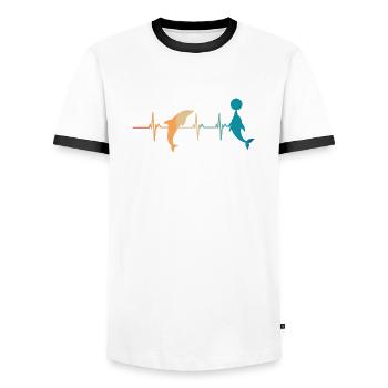 Battement de cœur dauphin - T-shirt contrasté Homme - blanc/noir - Devant - AI Model Female 172 light (172cm) & AI Model Male 178 dark (178cm)