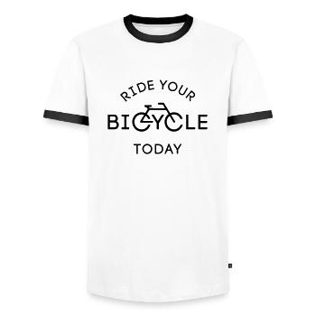 Bicycle Bicycle Cyclist - Men's Ringer Shirt - white/black - Front - AI Model Female 172 light (172cm) & AI Model Male 178 dark (178cm)
