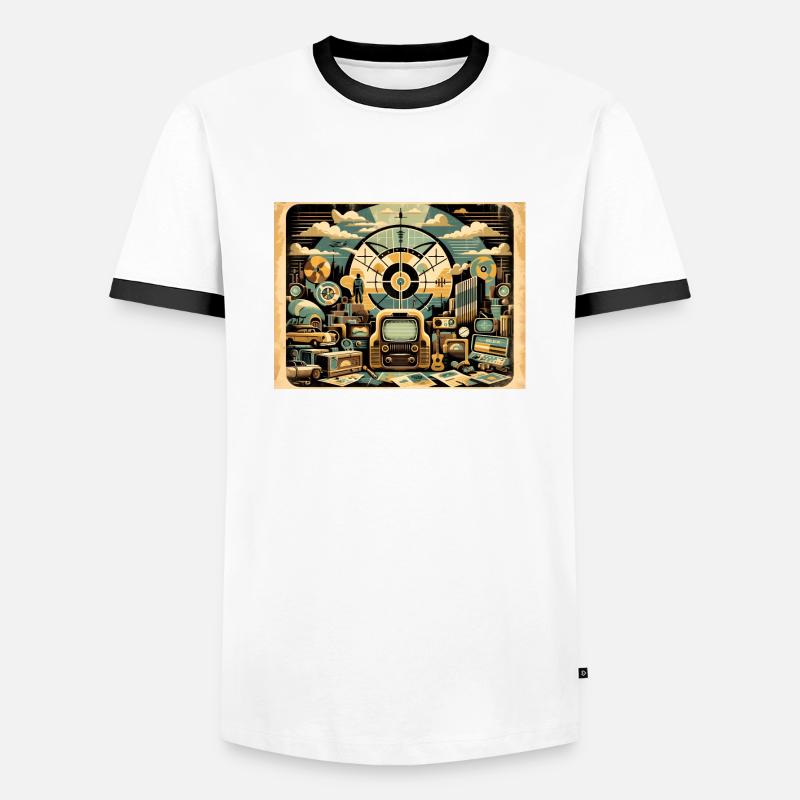Retro Fallout - Men's Ringer Shirt - white/black