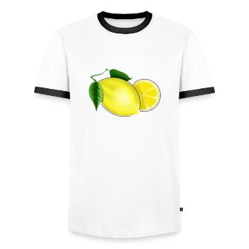 Fresh lemon with leaf - Men's Ringer Shirt - white/black - Front - AI Model Female 172 light (172cm) & AI Model Male 178 dark (178cm)