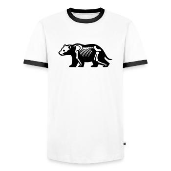 Skeleton Bear - Men's Ringer Shirt - white/black - Front - AI Model Female 172 light (172cm) & AI Model Male 178 dark (178cm)