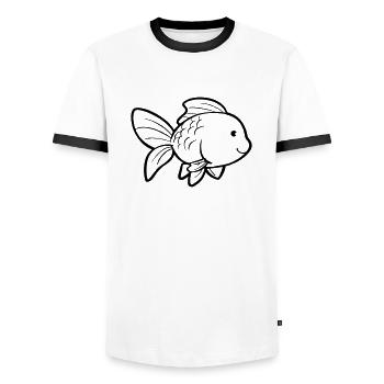 Goldfish - Men's Ringer Shirt - white/black - Front - AI Model Female 172 light (172cm) & AI Model Male 178 dark (178cm)