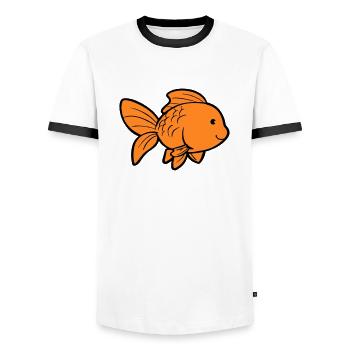 Fish Goldfish - Men's Ringer Shirt - white/black - Front - AI Model Female 172 light (172cm) & AI Model Male 178 dark (178cm)