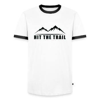 Trail Running Sports - Men's Ringer Shirt - white/black - Front - AI Model Female 172 light (172cm) & AI Model Male 178 dark (178cm)