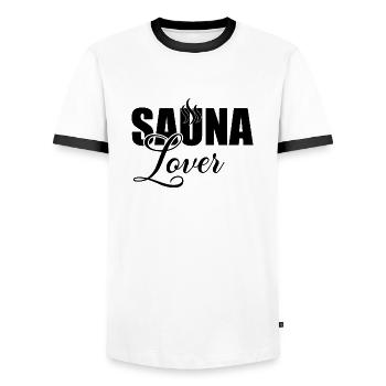 Sauna Wellness Spa - Männer Kontrast-T-Shirt - Weiß/Schwarz - Vorne - AI Model Female 172 light (172cm) & AI Model Male 178 dark (178cm)