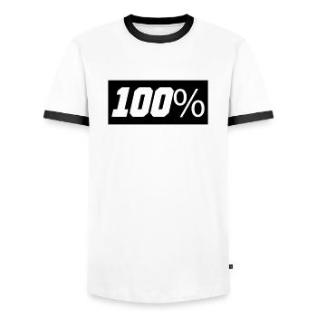100 - Men's Ringer Shirt - white/black - Front - AI Model Female 172 light (172cm) & AI Model Male 178 dark (178cm)