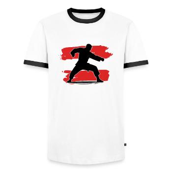 Austria Flag Judo - Men's Ringer Shirt - white/black - Front - AI Model Female 172 light (172cm) & AI Model Male 178 dark (178cm)