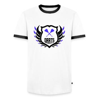 darts crest - Männer Kontrast-T-Shirt - Weiß/Schwarz - Vorne - AI Model Female 172 light (172cm) & AI Model Male 178 dark (178cm)