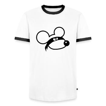 Mouse Evil Robber Ninja Raid Thief Cloth Eyes - Men's Ringer Shirt - white/black - Front - AI Model Female 172 light (172cm) & AI Model Male 178 dark (178cm)