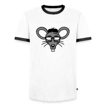 Maus Nerd Geek Hornbrille Schlau Intelligent Freak - Männer Kontrast-T-Shirt - Weiß/Schwarz - Vorne - AI Model Female 172 light (172cm) & AI Model Male 178 dark (178cm)