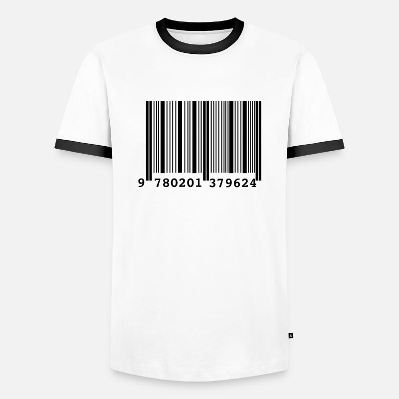 Barcode-Stil - Männer Kontrast-T-Shirt - Weiß/Schwarz