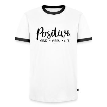 positive Stimmung im Leben - Männer Kontrast-T-Shirt - Weiß/Schwarz - Vorne - AI Model Female 172 light (172cm) & AI Model Male 178 dark (178cm)