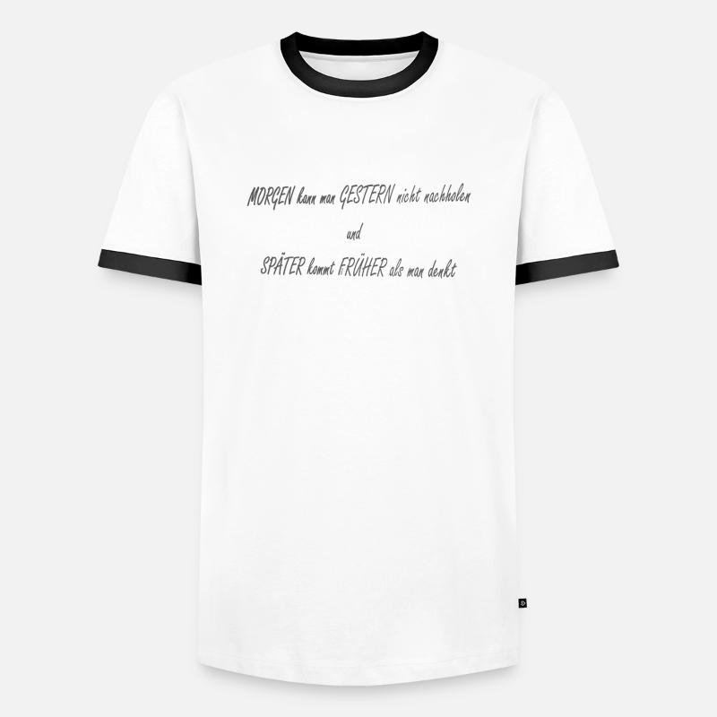 Morgen Gestern Spaeter Frueher2 - Männer Kontrast-T-Shirt - Weiß/Schwarz