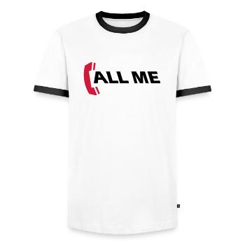 call_me_2c - Männer Kontrast-T-Shirt - Weiß/Schwarz - Vorne - AI Model Female 172 light (172cm) & AI Model Male 178 dark (178cm)