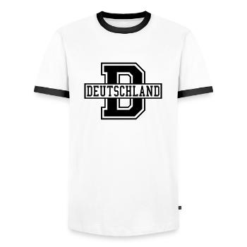 Allemagne D College Style - T-shirt contrasté Homme - blanc/noir - Devant - AI Model Female 172 light (172cm) & AI Model Male 178 dark (178cm)
